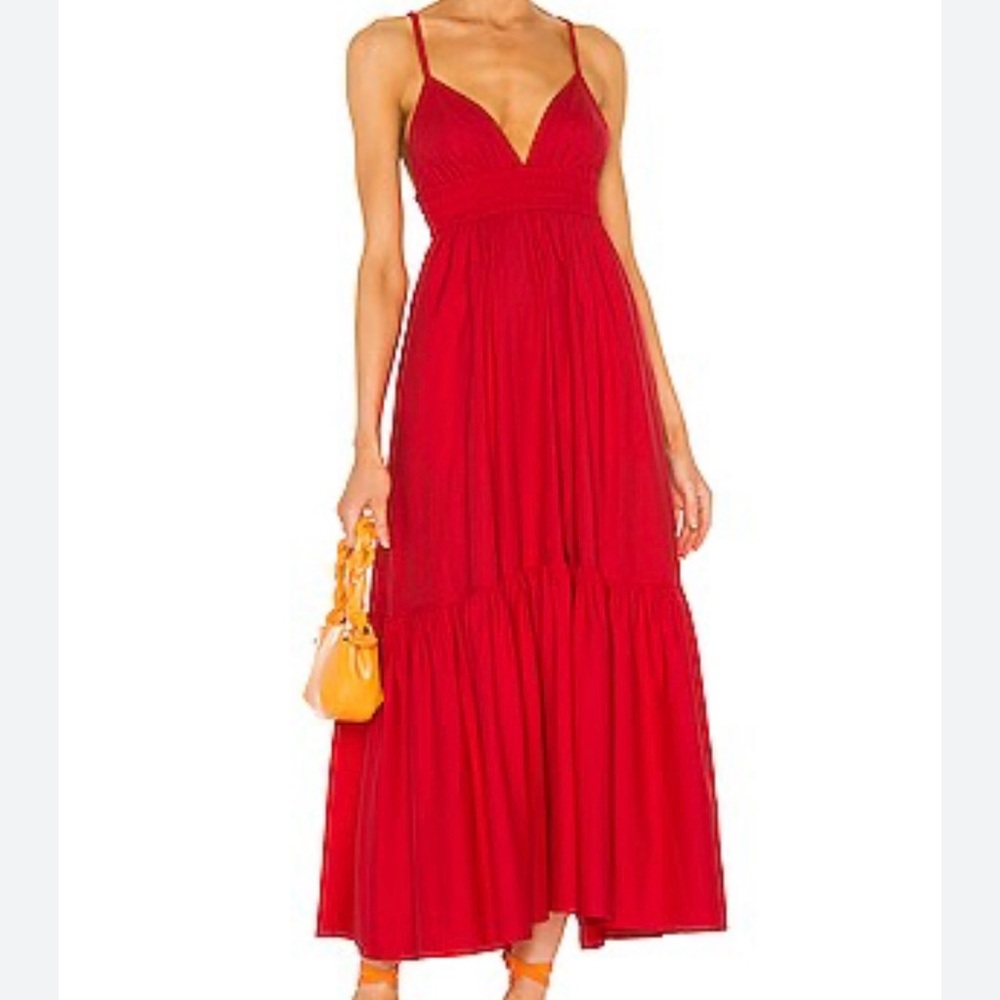 A.L.C Rhodes Vneck Tiered maxi dress red size 4